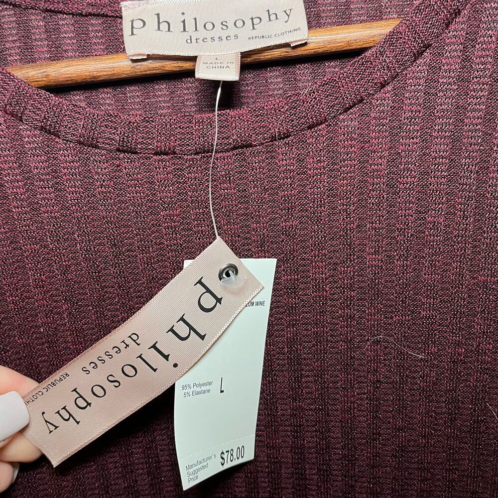 Philosophy Women's Wine Textured Knit Dress-L- NWT-Retail $78​ - Picture 5 of 5